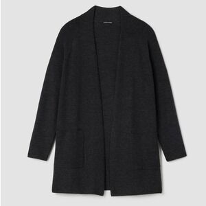 Eileen Fisher Black Long Cardigan Open Knit Duster Large New With Tags